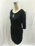 Black Sheath Round Neck Half Sleeve Short Prom Dresses Evening Dresses FP2561