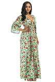 V-Neck 3/4 Sleeve Floral Casual Dresses Party Dresses FP6022