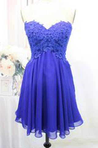 Tulle Lace Royal Blue Fitted Short Prom Dress Homecoming Dress