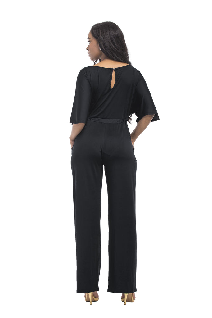 Short Sleeve Belted Jumpsuit FP6019 – PromDress.me.uk