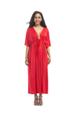 Elegant A Line Red V Neck Prom Dresses Plus Size Dance Dresses FP2576