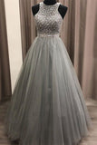 Sexy A-line Sleeveless Beading Long Prom Dress