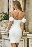 White Off-the-shoulder Bandage Sheath Homecoming Dresses