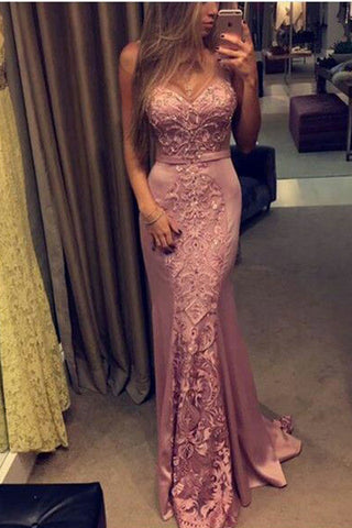 Elegant Stain Lace Sweetheart Long Prom Dresses