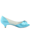 Sky Blue Peep Toe Beading Lower Heel Evening Shoes Wedding Dresses L-924