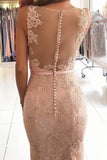 Sexy Mermaid Lace Appliques V-Neck Beads Sleeveless Long Prom Dresses PW37