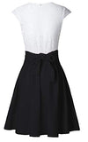 A Line Lace White and Black Homecoming Dresses with Satin Above Knee Cocktail Dresses H1078