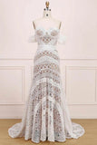 Elegant Sweetheart Lace Strapless Mermaid Ivory Wedding Dress Long Bridal Dress W1265