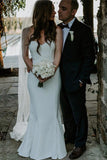 Sheath Sweetheart Sleeveless With Ruffles Satin Wedding Dresses, Strapless Beach Bridal Dresses W1167
