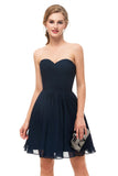 A Line Strapless Knee Length Chiffon Homecoming Dress WH12674