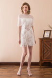 Unique Column Tassels Ivory Lace Knee length Homecoming Dresses Short Prom Dresses WH23609