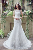 Gorgeous Mermaid Sleeveless Appliques Sequins Tulle Court Train Wedding Dress WH32264