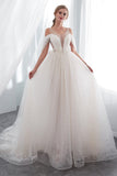 Fashion V-Neck Lace Court Train Wedding Dress WH36663