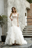Sheath V-Neck Sleeveless Lace Wedding Dress WH48397