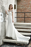 Elegant Mermaid Off The Shoulder Sequins Silk Like Satin Wedding Dress WH50381
