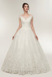 Fashion Ball Gown Sequins Ivory Lace Floor Length Wedding Dress WH50640