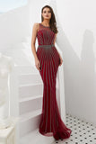 Shiny Mermaid Sleeveless Beading Tulle Prom Dress WH55302