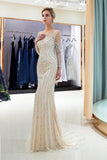 Mermaid Long Sleeves Sequins Beading Tulle Court Train Prom Dress Party Dress WH72698