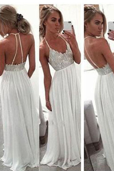 Chiffon Sequin Teens Backless Long Prom Dress Wedding Dress