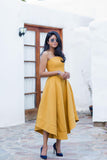 A Line Strapless Sweetheart Yellow Satin Short Prom Dresses Homecoming Dresses PH889