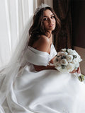 Ball Gown Off the Shoulder Satin White Sweetheart Wedding Dress W1210