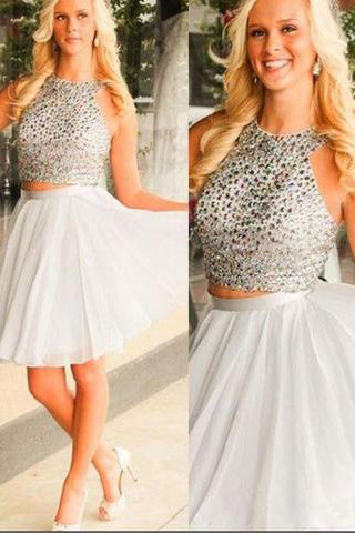 Halter A Line Two Piece Short Homecoming Dress PM437
