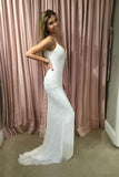 Sexy Mermaid Spaghetti Straps Sequins V-Neck Prom Dress Wedding Dress W1252