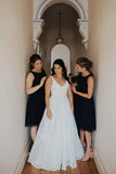 Elegant A Line V-Neck Ivory Wedding Dresses Long Wedding Gowns W1231
