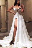 Sexy A Line Satin Sweetheart Slit Appliques Prom Dresses, Evening Formal Dresses P1420