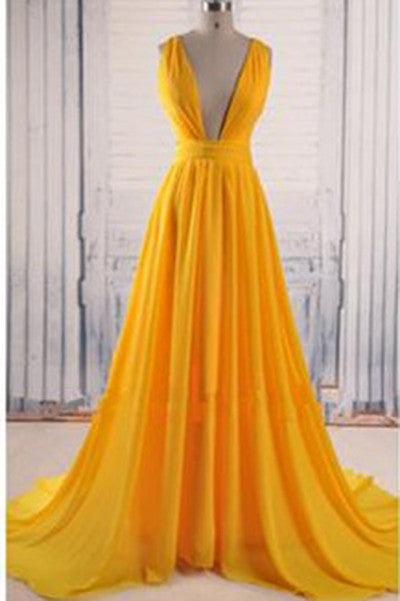 Backless Prom Gown,Open Back Chiffon Evening Dress H28