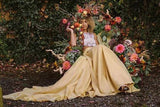 Chic Two Pieces Yellow Long Country Wedding Dresses With Lace Prom Dresses P1409