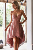Cute Sweetheart  High Low Lace Spaghetti Straps with Pocket Homecoming Dresses uk PH929
