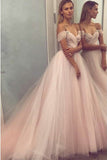 A Line Sweetheart Beaded Off the Shoulder Pink Long Prom Dresses,Wedding Dress uk PW132