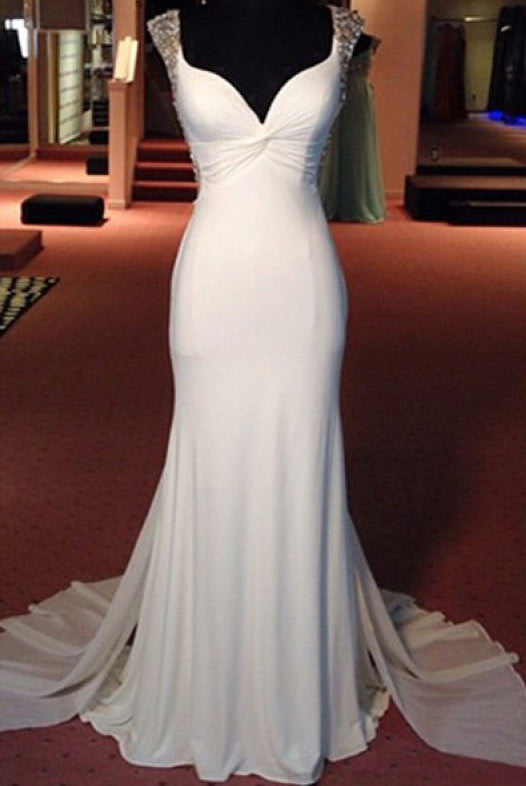 Beading Floor Length Chiffon Prom Dresses Evening Dresses