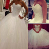 Sweetheart A Line Strapless Beaded Tulle Ball Gown Wedding Dresses WD0185