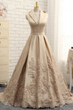 Special A-line V-neck Cap Sleeves Satin Appliques Lace Long Formal Evening Dresses uk PH429