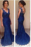 Blue Prom Dresses Long Lace Prom Dresses Mermaid Prom Dresses Charming Evening Gown