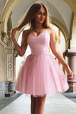 Cute A Line Sweetheart Strapless Tulle Pink Short Prom Dresses,Homecoming Dresses uk PH920