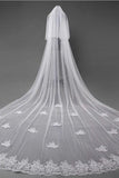 3D Flowers Lace Appliques Tulle Ivory Wedding Veils uk PW180