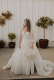 Ball Gown Strapless Sweetheart Ivory Wedding Dresses with Appliques, Beach Wedding Gowns W1212
