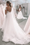 Elegant Ball Gown Ivory Tulle Wedding Dresses with Appliques, Wedding Gowns W1180