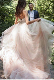 Simple Tulle Ball Gown V Neck Wedding Dresses Plus Size Bridal Dresses W1264