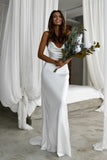 Elegant Mermaid Cowl Neckline Simple Wedding Dresses Spaghetti Straps Bridal Dresses W1172