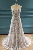 Elegant A Line Lace Appliques Sweetheart Strapless Wedding Dresses, Bridal Dresses W1251