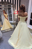 A Line Off the Shoulder Sweetheart Yellow Prom Dress Long Formal Dress P1431