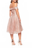 Elegant Off the Shoulder Pink Sequins Sweetheart Short Prom Dress Bridesmaid Dress P1279