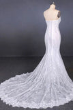 Charming Mermaid Spaghetti Straps Ivory Sweetheart Wedding Dress with Applique W1139