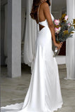 Elegant Mermaid Cowl Neckline Simple Wedding Dresses Spaghetti Straps Bridal Dresses W1172