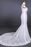 Charming Mermaid Spaghetti Straps Ivory Sweetheart Wedding Dress with Applique W1139