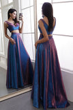 Two Pieces V-Neck Straps Floor Length Prom Dress P1201